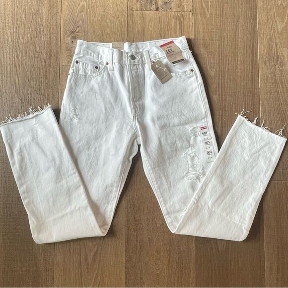 Levi’s 501 Original High Rise Straight Leg Women's Denim Jean White (W27xL32) - Picture 6 of 15
